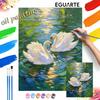 DIY Digital Oil Painting Kit. ProfessionalGrade Art. Elegant Swan Pair On Lake. Home Decor Wall Art.