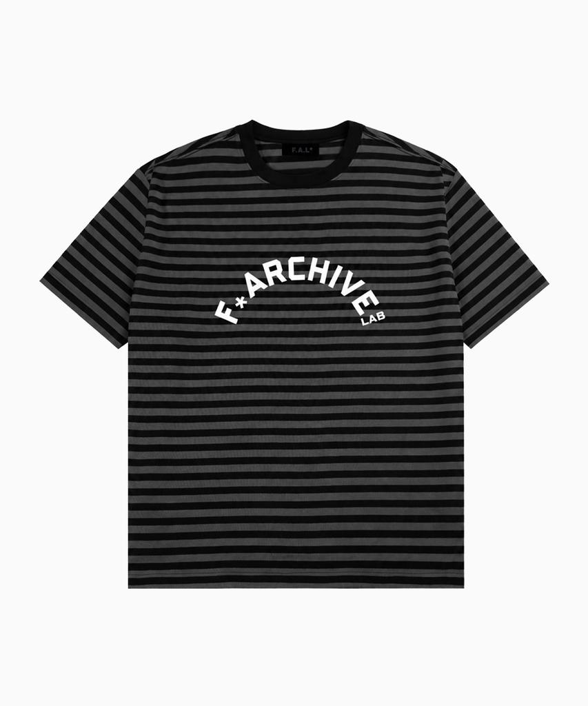 Peulonteuakaibeulaeb Arch Striped Short Sleeve T-Shirt [Black]