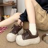 7CM thick-soled big-head casual shoes children's autumn 2026 new height-increasing muffin board shoes bread shoes