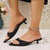 Fashion Shoes Lady Woman's Slippers Luxury Slides Low Pointed Toe Big Size Thin Heels Rubber Flip Flops Girl 2025 Designer Summer Hawaii