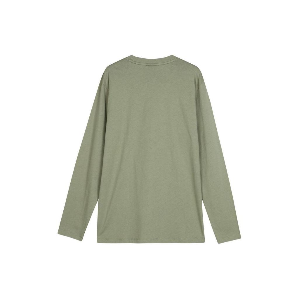 Skechers Solid Color Casual Round Neck Long Sleeve T-Shirt Men Tops Rock-Green L323M115-01DR