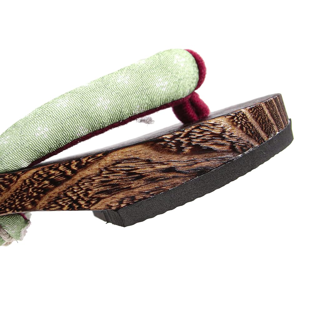 Geta in Dull Burnt Paulownia Wood for Girls [KYOETSU] (Japanese Clogs) (3 Khaki, measurement_18_point_0_centimeters)