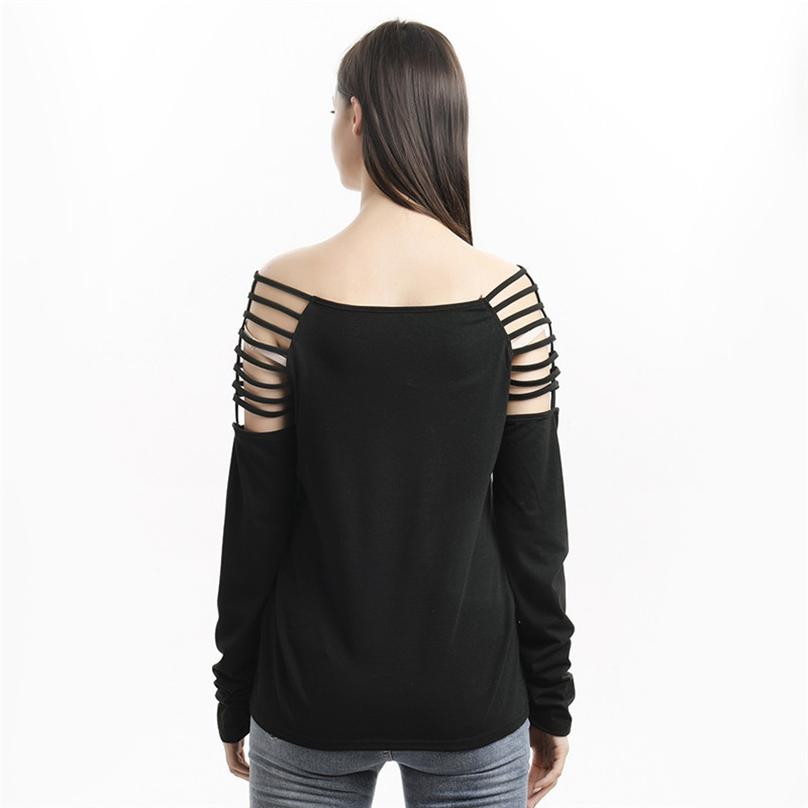European Style Autumn Fashion Ladies O-neck Cutout Diamond Long-sleeved T-shirt