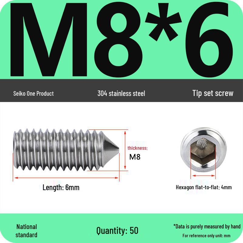 304 Stainless Steel Internal Hex Set Screw | Headless Grub Screw M2-M16
