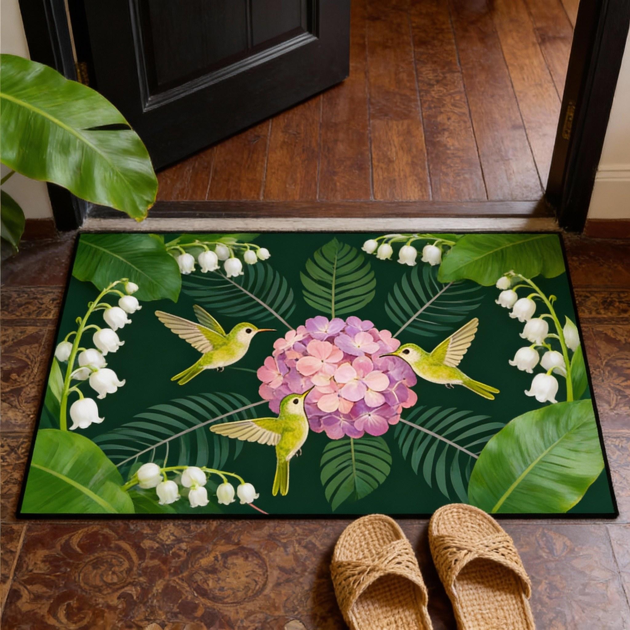 

Vibrant Floral and Bird Pattern Doormat - Colorful Nature Design for Welcoming Home Décor, Perfect for Entryways 40cm x 60cm