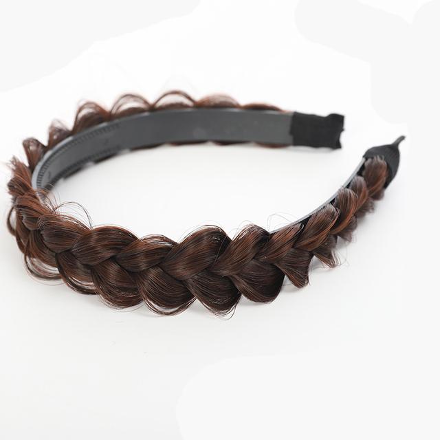 Bohemian Wide Hair Accessories Toothed Non-slip Hairband Wig Twist Braid Hair Hoop Artificial Fishbone Style Braided Headband
