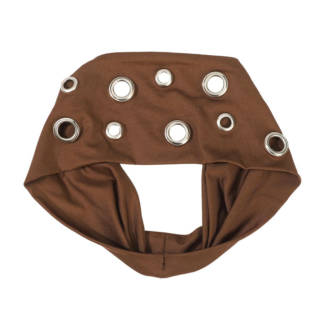 AWAYTR Punk Girl Hollowed Out Eyelets Wide Elastic Headband Stretchy Metal Rock Sports Grommet Headband Hair Accessories