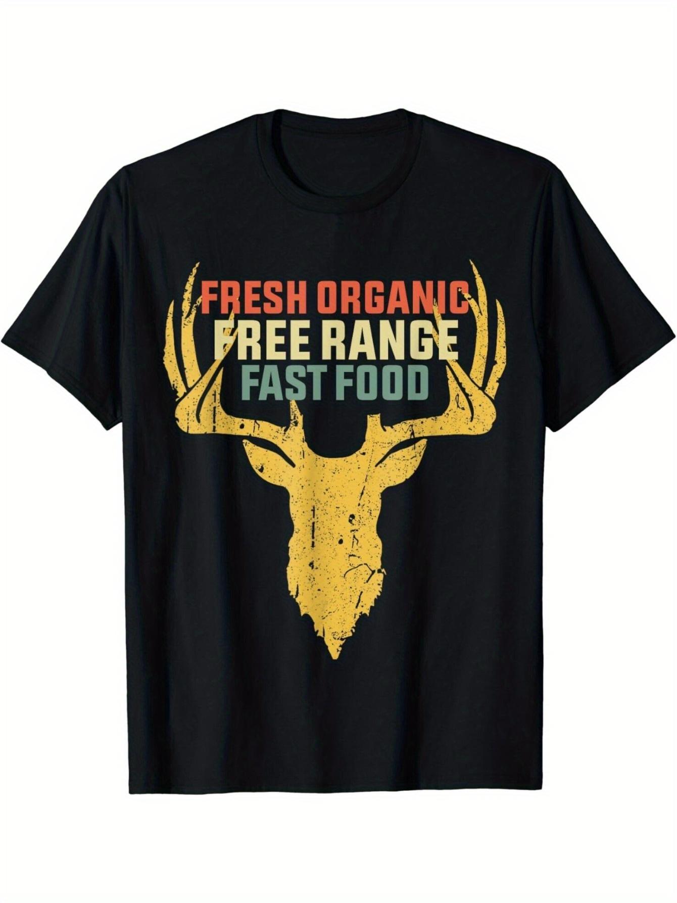 Funny Deer Hunting Dad Fast Food Whitetail Deer Hunter Gift 100cotton casual round neck outdoor short sleeve tshirt S