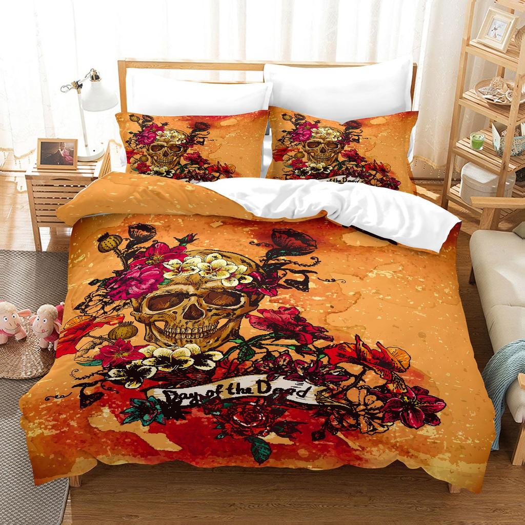 3D Digital Printing Kit Three-Piece Quilt Cover Sheet Skeleton