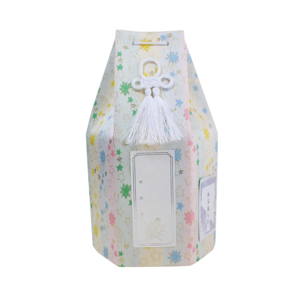 Pet Urn Cover, Hexagonal Bag, 5-inch, Shooting Star Pattern, Single Item, Posthumous Name Sticker, Photo Sticker, Bone Bag, Cover Only (White)