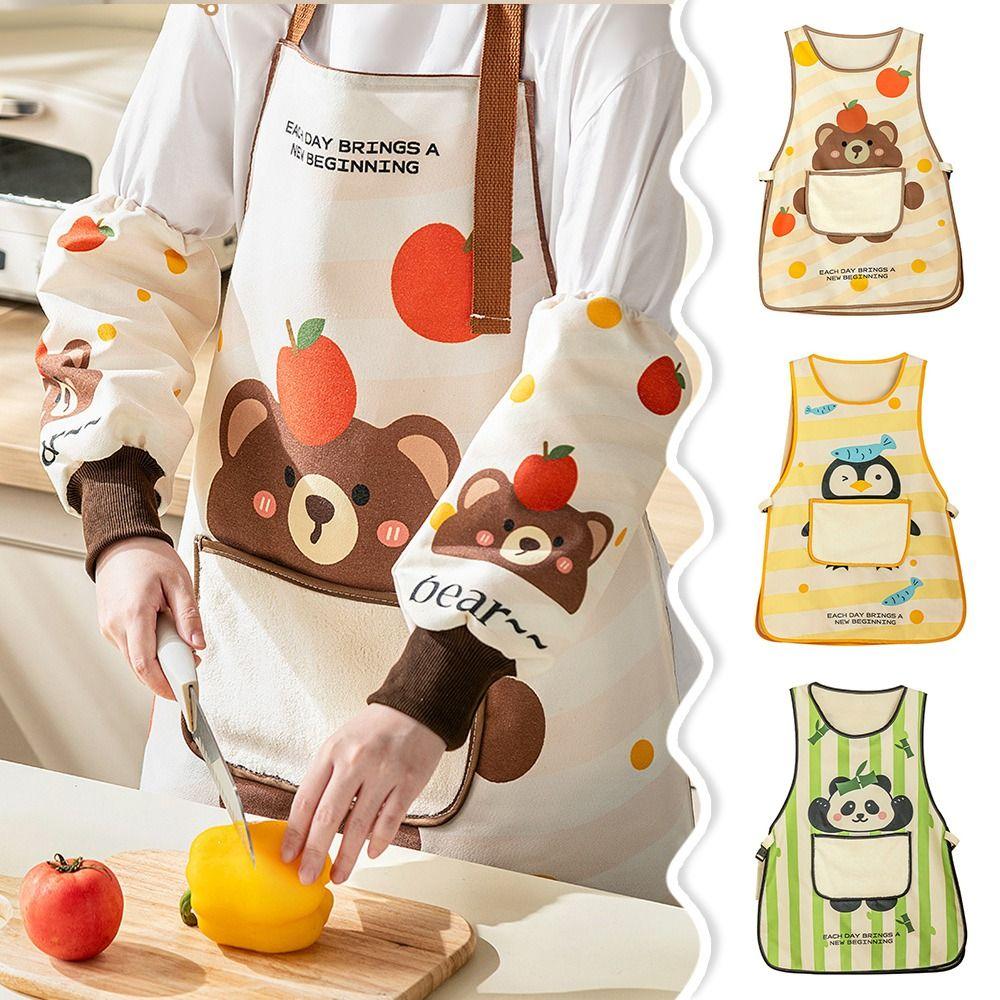 Waterproof Oil Resistant Kitchen Aprons Vest Style Anti Dirty Wipeable Hands Apron with Removable Hand Towel Detachable