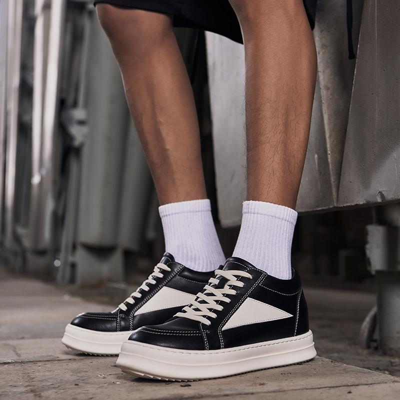 Fashion Men Elevator Casual Shoes Comfort Breathable Genuine Leather Height Increase Shoes Thick Sole Luxury Designer Flat Lift Sneakers