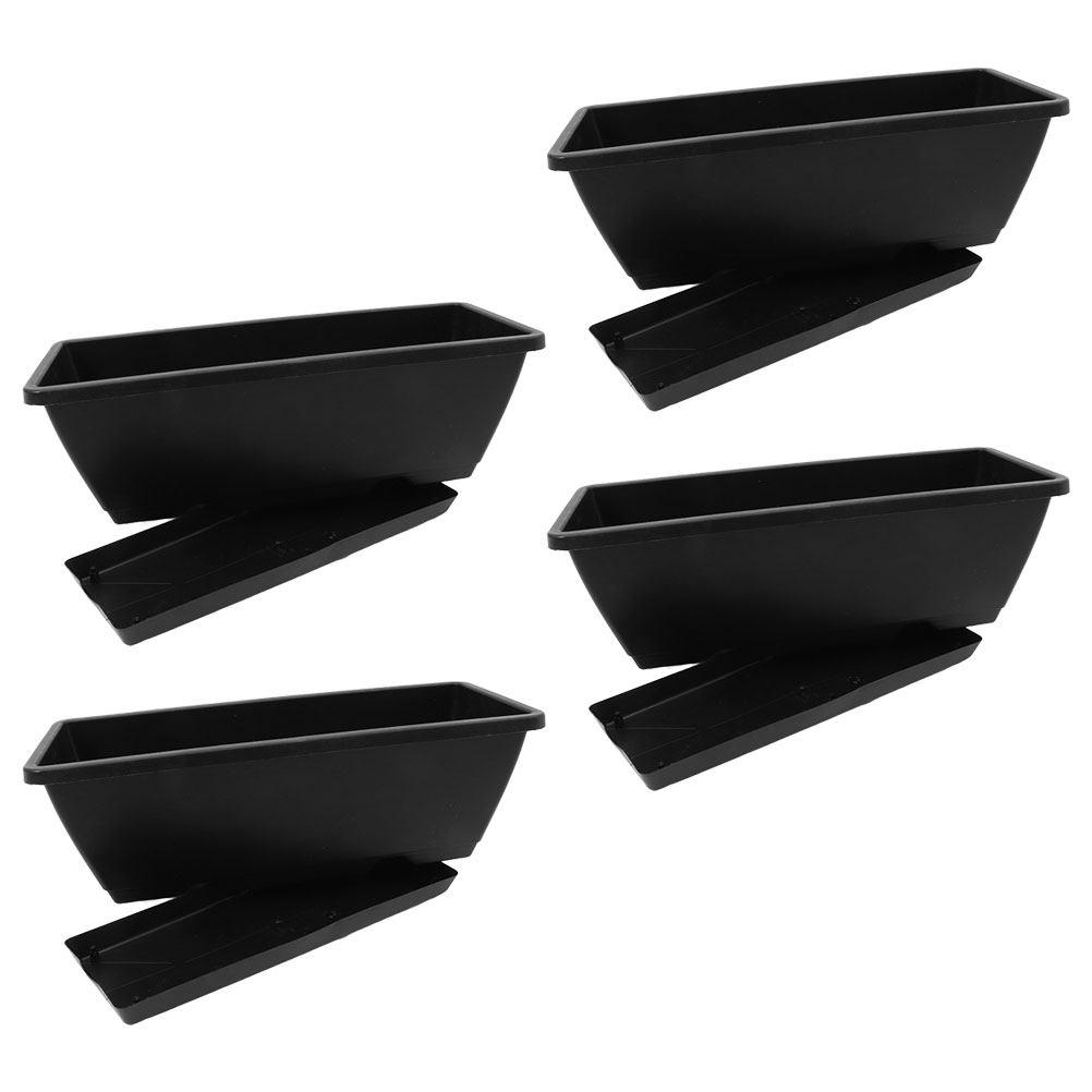 4pcs 50cm Extra Large Rectangular Planting Flower Pot Garden Pots Window Box Planter Vegetable Growing Container With Water Tray