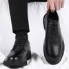 Leather shoes men's winter British style dress business casual shoes big head thick sole soft sole inner height increase wedding groom shoes