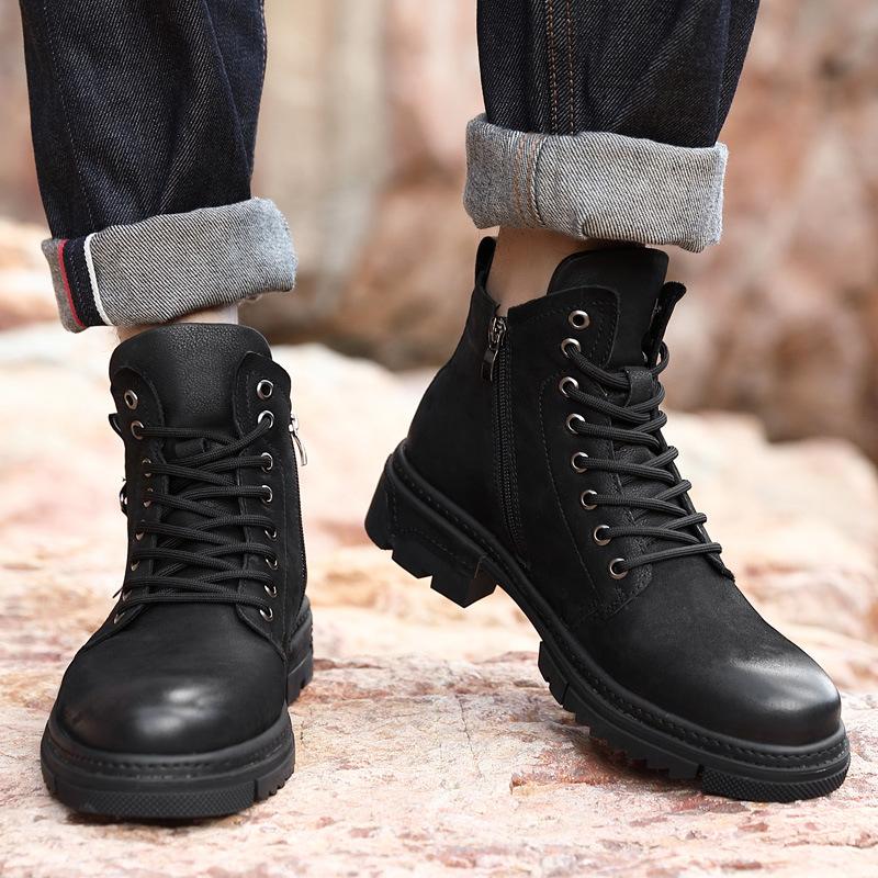 2025 Autumn and Winter Martin Boots Men's Trend Versatile Leather Men's High-top Leather Shoes British Rhubarb Leather Boots Tooling Men's Shoes
