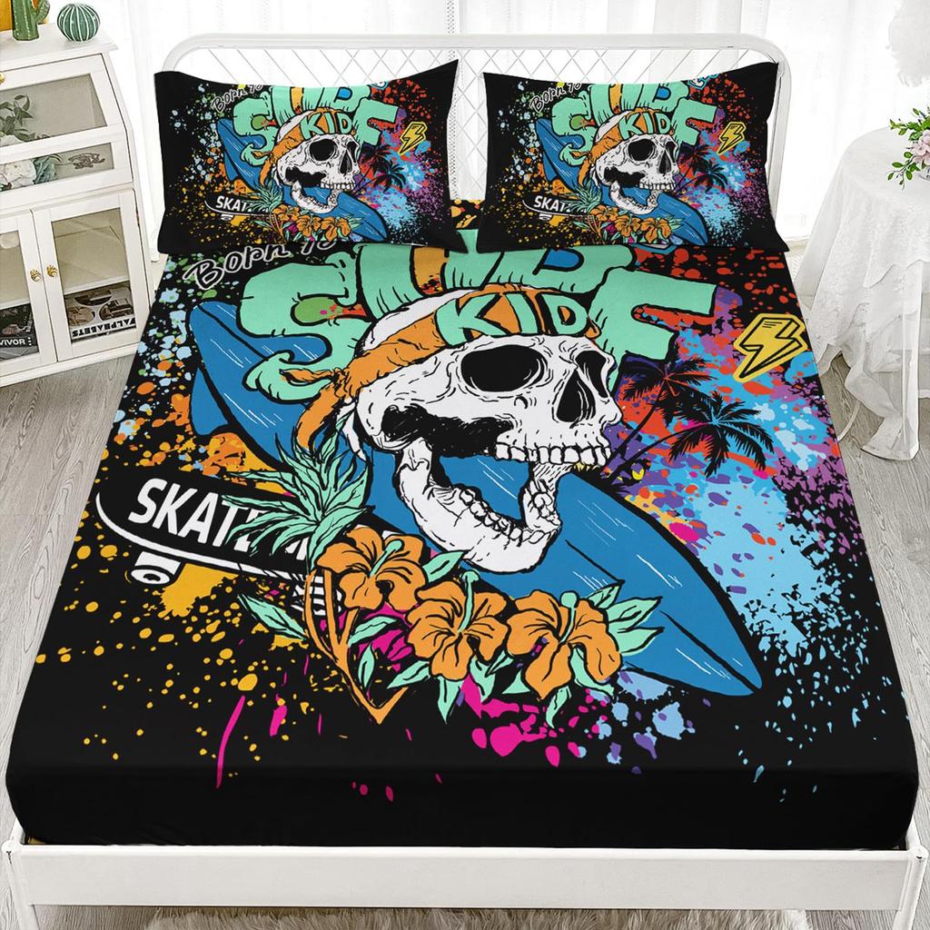 Musik Farbe Graffiti Tänzer Muster Blatt Dreiteilig Digitaldruck Bettwäsche Kinder Erwachsene