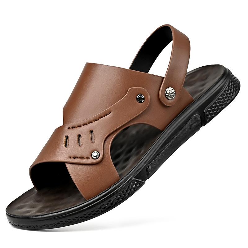 

Мужские кожаные сандалии на платформе, пляжные сандалии, нескользящие и износостойкие шлепанцы 44
