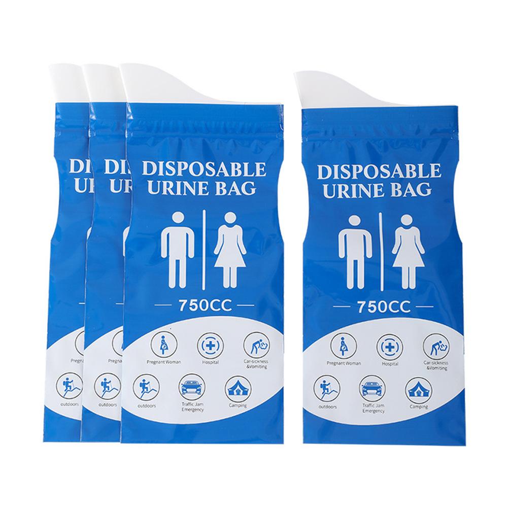 4Pcs Disposable Urinal Bag Outdoor Emergency Urinate Bags 750ml Emergency Pee/Wee Bags Car Pee Bags for Baby Women Men