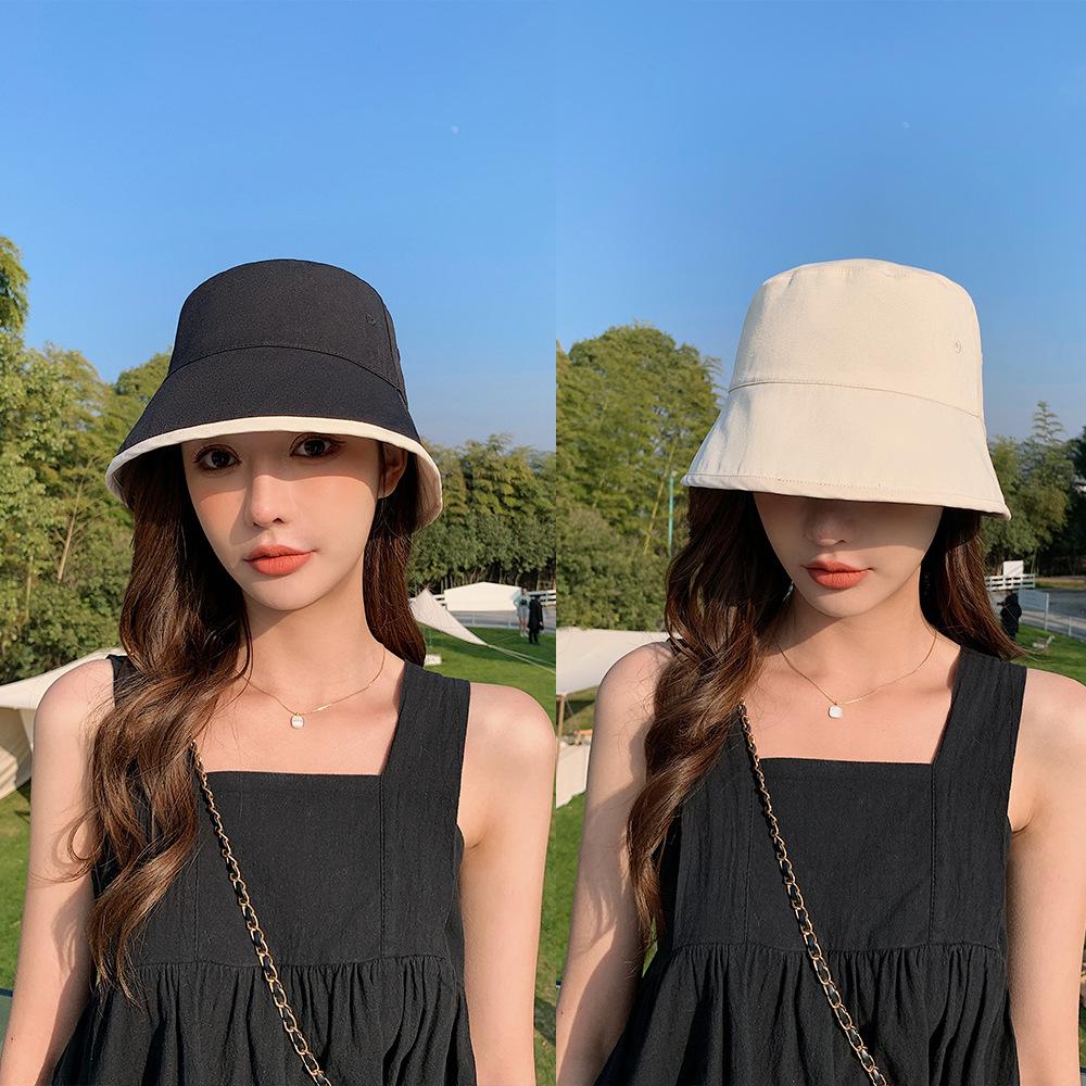 

Весенняя новая черная панама с короткими полями, женская летняя универсальная тонкая дышащая шляпа от солнца, визуально уменьшающая лицо Adult (56-58cm) бежевый