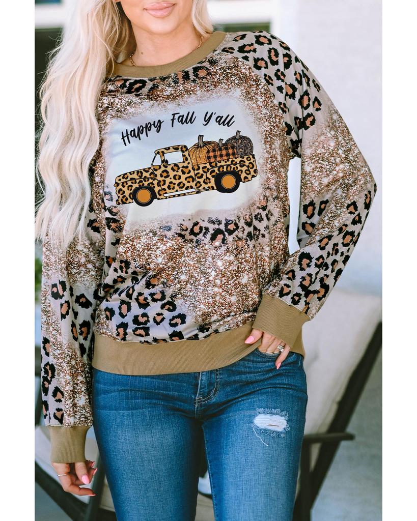 Azura Exchange Leopard Tie Dyed Pumpkin Truck Graphic Top