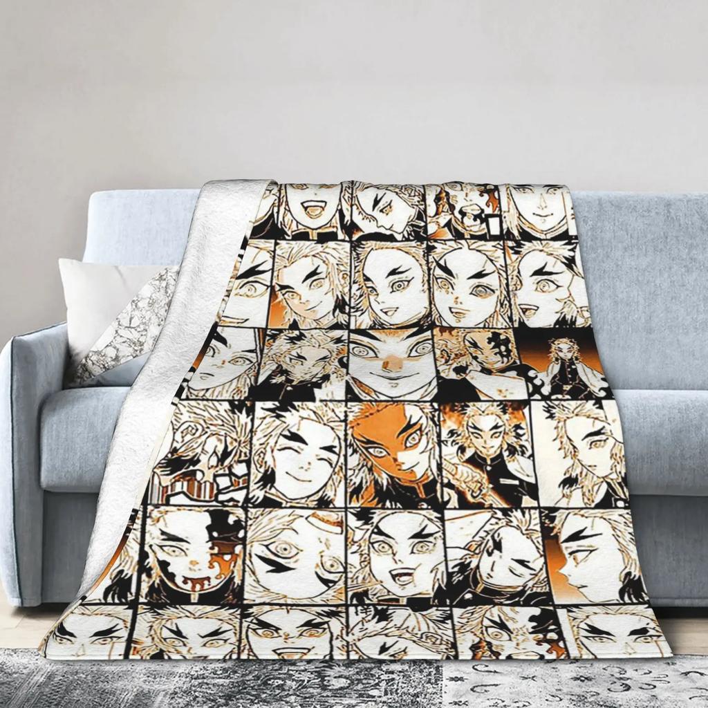 Demon Slayer Anime Flannel Throw Blanket xcm for Home Bedspread