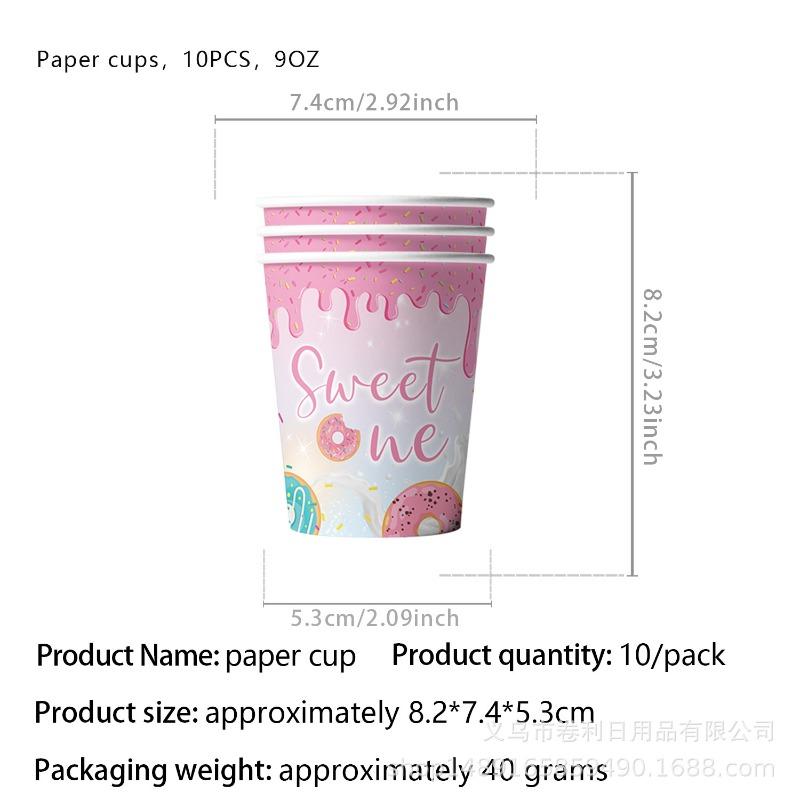 New Donuts Party Supplies Birthday Decorations Cutlery Paper Plates Tissue Tablecloths Banners Party Supplies