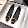 Euro New Women Flat Shoes Designer Square Toe Leather Casual Shoes Comfortable Slip-on Loafers