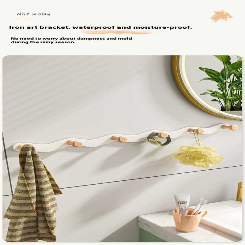 Holzhaken Badezimmer Toilette Handtuchhaken Mantelhaken Stanzfrei Türhänger