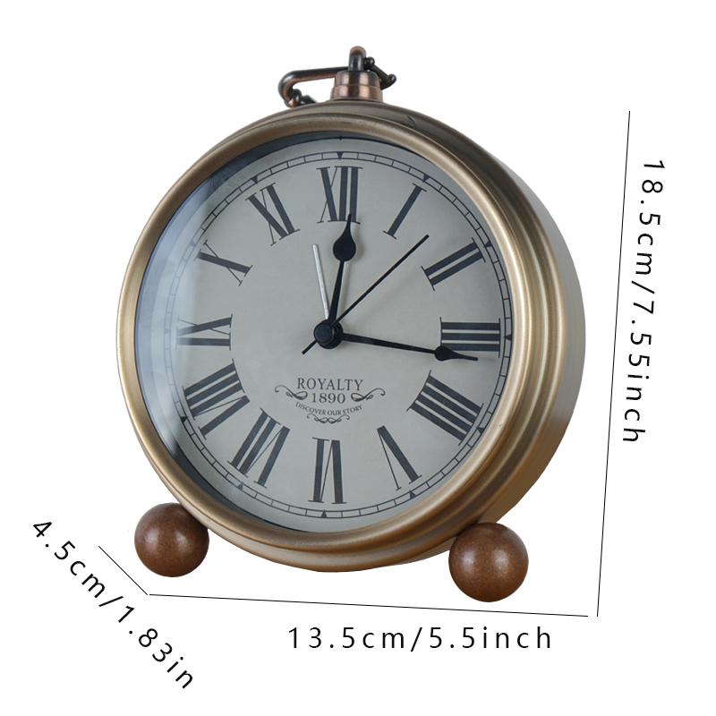 European Vintage Iron Art Alarm Clock American Creative Electronic Clock Household Simple Nightlight Student Personalized Silent