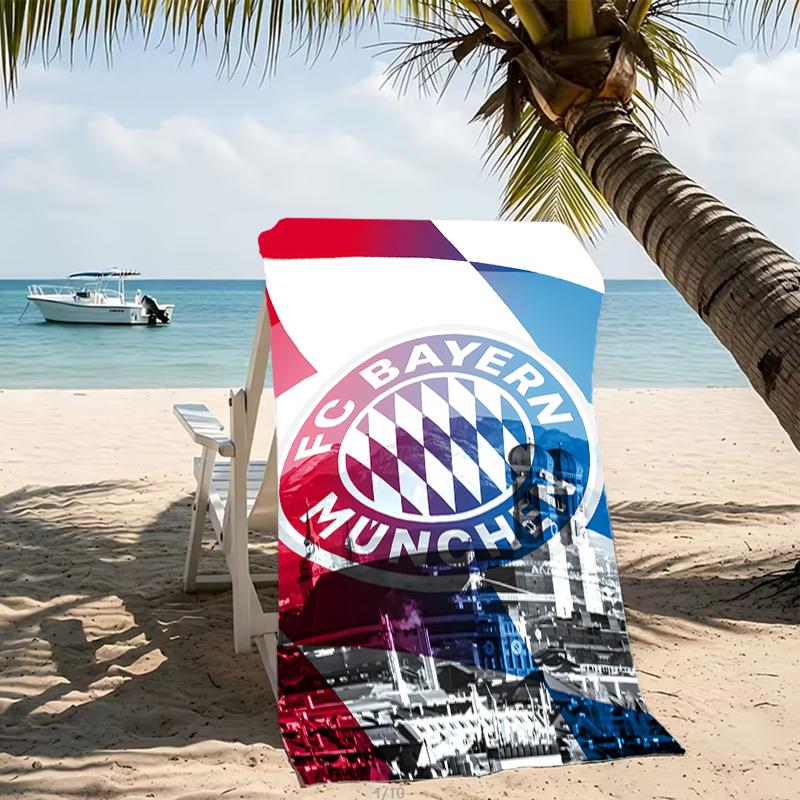 Beach Towel with FC Bayern München logo Pattern - soft,absorbent,machine washable Lightweight&Modern,swimming,Travel Essentials