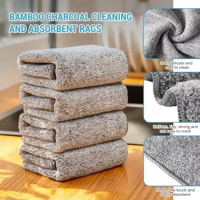 Bambuskohle Reinigungstuch Küche Mikrofasertuch Lappen Super Absorbent Nicht-Haftendes Öl Weiches Geschirrtuch Haushaltsreinigungstuch