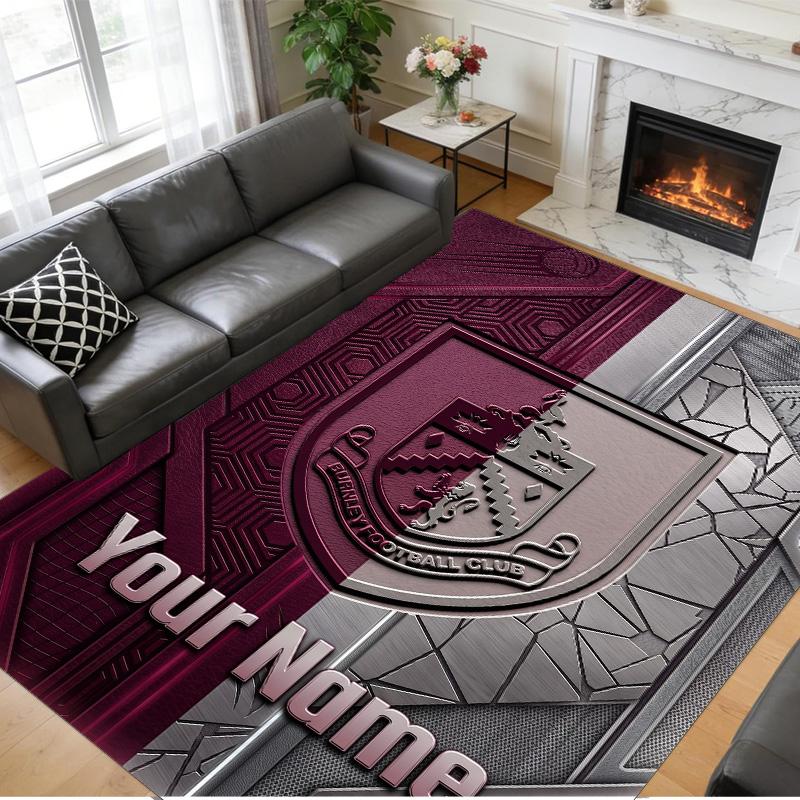 Crystal Velvet Rug Custom Name Text, Soft Non Slip Floor Mat Home DecorBurnley Football