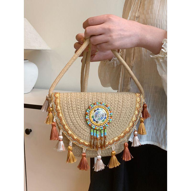 Ethnic Style Tassel Small Bag Women 2025 New Fashion Woven Bucket Bag Spring and Summer High-Grade Shoulder Messenger Bag
