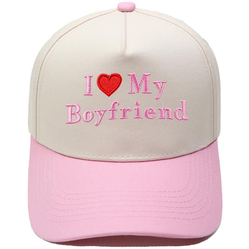 My Boyfriend Love Embroidery Truck Driver Baseball Cap Retro Color Matching Men's and Women's Casual Sun Hat