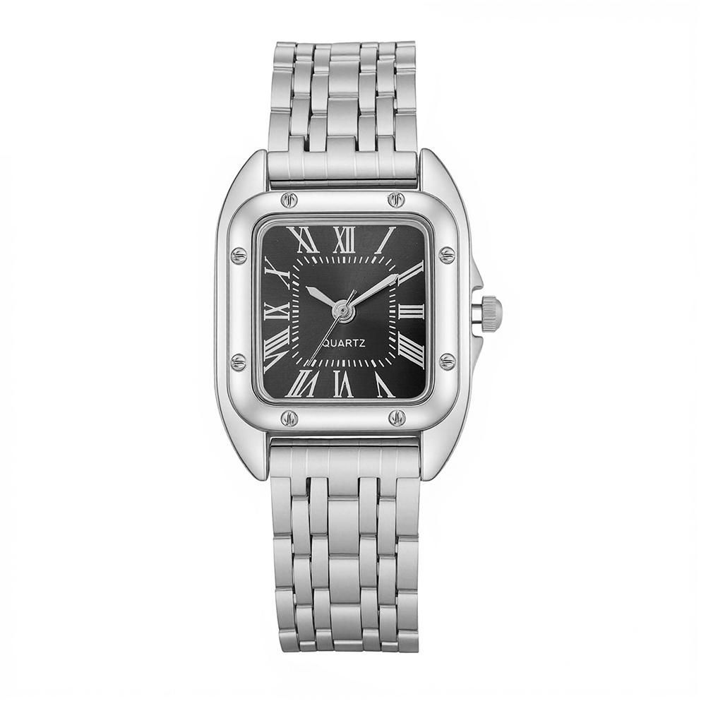 New Fashion Elegant Roman Dial Steel Band Quartz Watch for Christmas Halloween Holiday Gifts чёрный