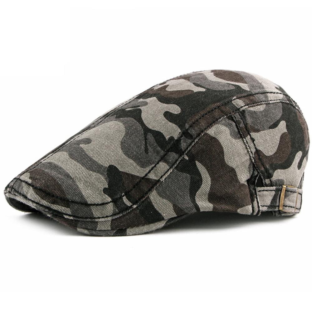 

HT5060 Berets All Seasons Men Women CapVintage Artist Painter Beret Hat 100% Cotton Ivy Flat Cap Adjustable Camouflage Beret Cap 55-60cm Adjustable
