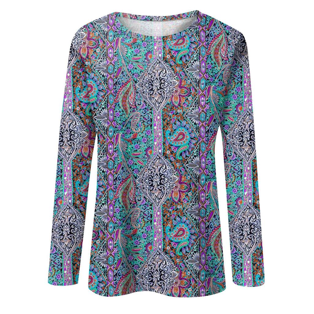 Camicie a maniche lunghe da donna T-shirt grafiche con stampa carina camicette Casual taglie forti Top basic Pullover