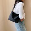 Women Shoulder Bag Magnet Button Closure Waterproof Smooth Solid Color Adjustable Large Capacity Korean Style Lady Handbag