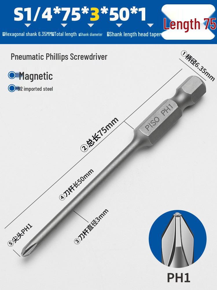 Hexagonal Magnetic Pneumatic Air Screwdriver, S2 1/4 Electric Bit Set