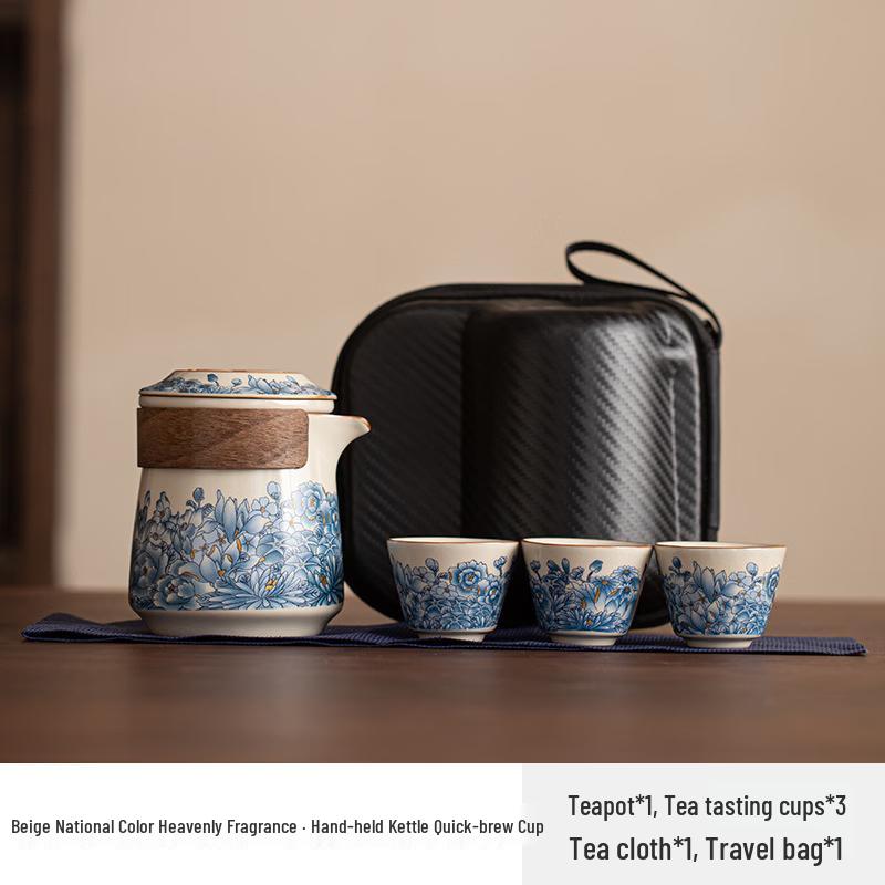 Ru Kiln Ceramic Portable Kung Fu Tea Set
