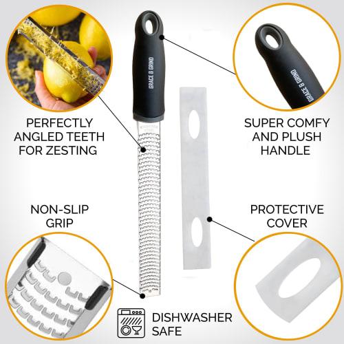 CHEFS Design ~ Premium Lemon Zester Grater with Perfectly Angle Teeth ~ Ideal for Citrus Fruits, Parmesan Cheese, Garlic, Vegetables, and Fruits (Fine