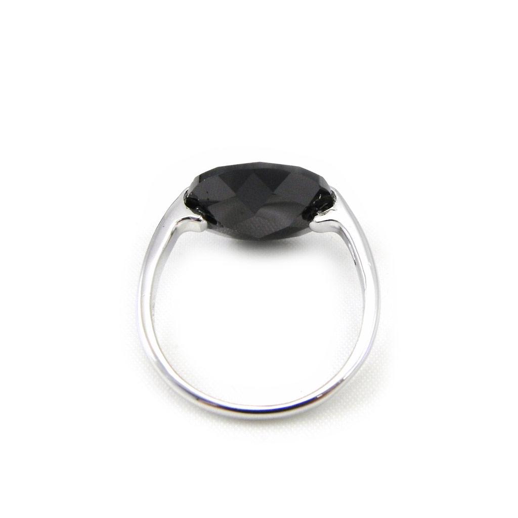 Silver Ring 'Linda' Black Silver (rhodium Plated) - 14x12 Mm