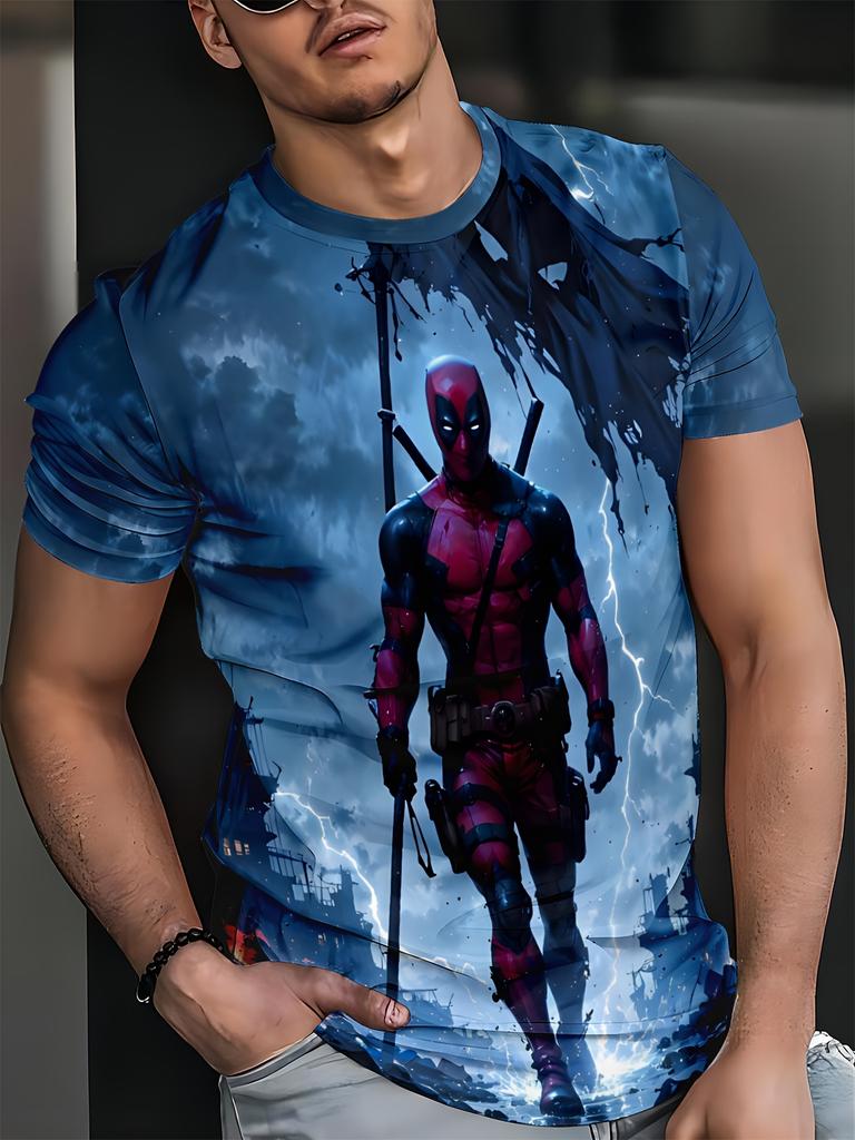 Men's Fashion Short-Sleeve T-Shirt 3D Print Iron Man Deadpool Captain America Spider-Man Superhero Fans T Shirt