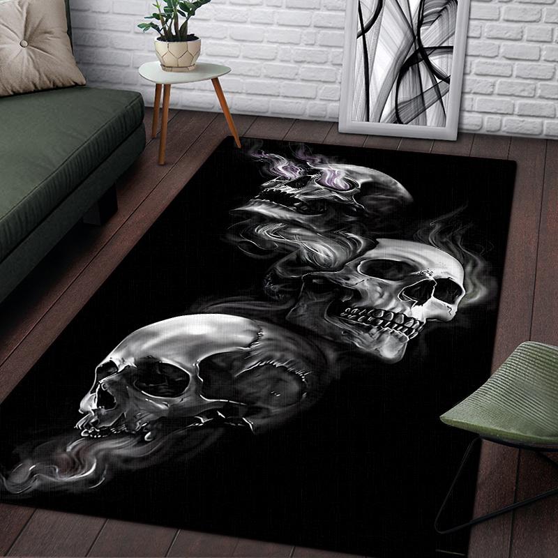 Vintage Ornamental Skulls Rose Pattern Decorative Square Rug Modern House Living Room Floor Matte Bedroom Carpet Art Poster Mat