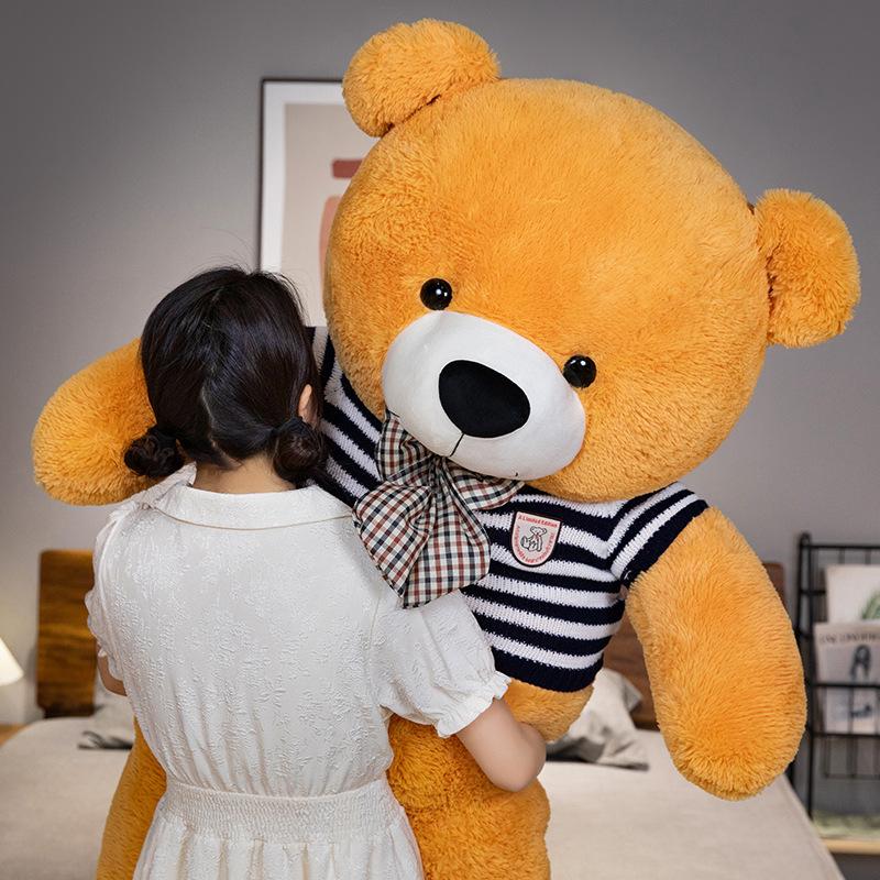 New 100cm Giant Dressed Sweater Bear Bowknot Multiple Color Options Plush Animals Dolls Super Soft Baby Soothing Toys Gift Decor