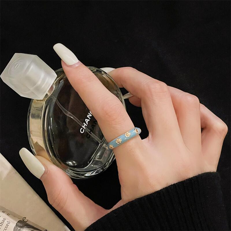 Xiaoxiangfeng Color High-End Sense Fashion Niche Temperament Open Ring Dopamine Dripping Index Finger Ring