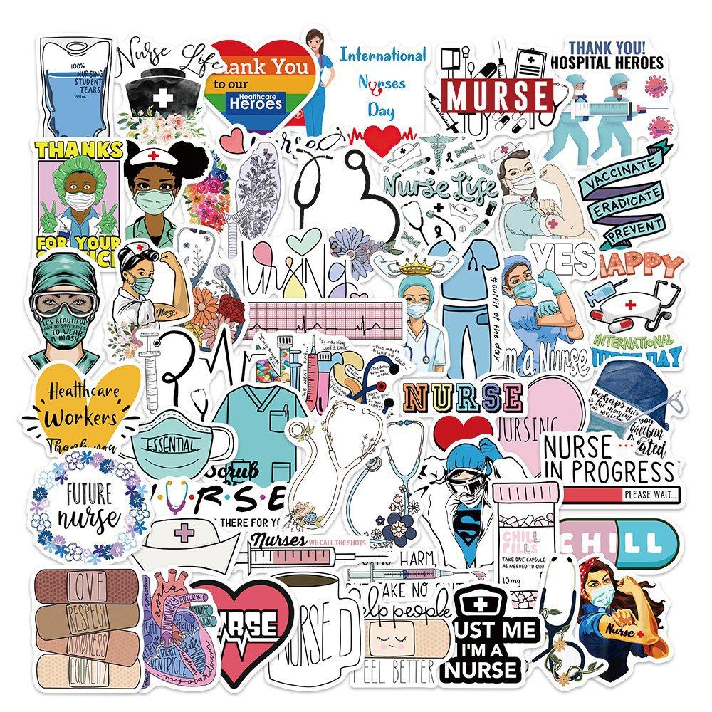 512 International Nurse Day Decorative Stickers For Phones Luggage Fridges And Water Bottles Pack Of 50
