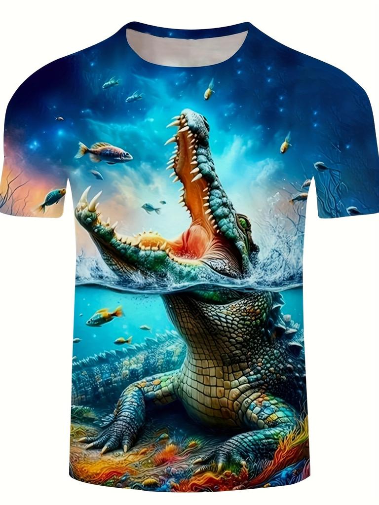 Fashionable and Fun Animal Cat Pattern Men's 3D Printed T-shirt with Oversized Short Sleeved Round Neck Casual Men's and Women's Clothing