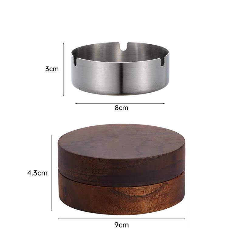Creative Wooden Ashtray with Lid Stainless Steel Lining Windproof Smoke Proof Durable Easy To Clean Ashtray Cigar Box Decoration