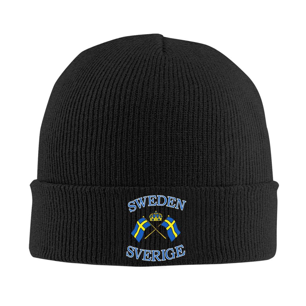Sevrige Sweden Flag Skullies Beanies Caps Unisex Winter Warm Knit Hat Unisex Women Hip Hop Adult Bonnet Hats Outdoor Ski Cap